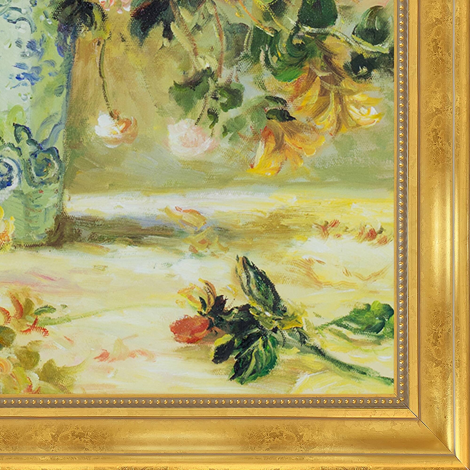 La Pastiche Roses and Jasmine in a Delft Vase with Milan Gold Frame, 24